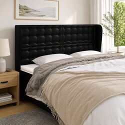 Stylish Black Faux Leather Headboard - 163cm