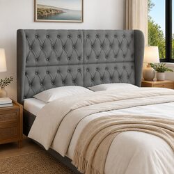 Distinctive Ear-Design Grey Headboard 147cm Fabric