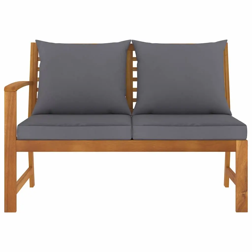 Outdoor Garden Bench 114.5cm Solid Acacia Wood with Cushions Grey Padding