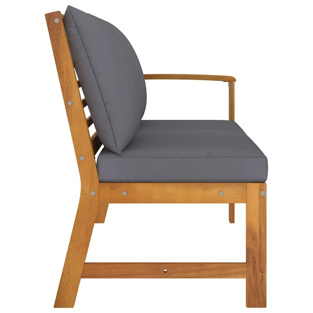 Garden Bench 114.5cm Solid Wood Outdoor Seating with Cushions