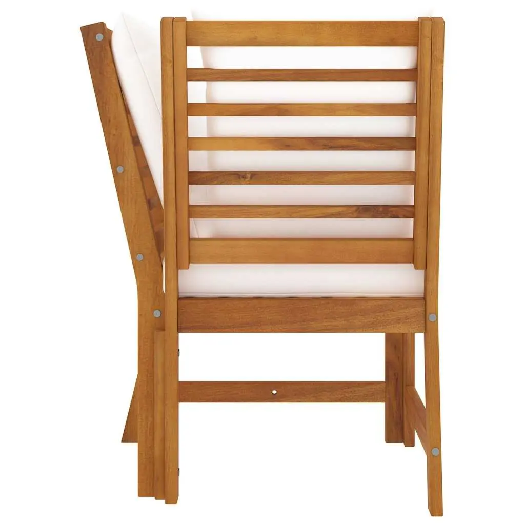 Outdoor Sectional Corner Sofa Acacia Wood Weather-Resistant Thick Padded Cushions