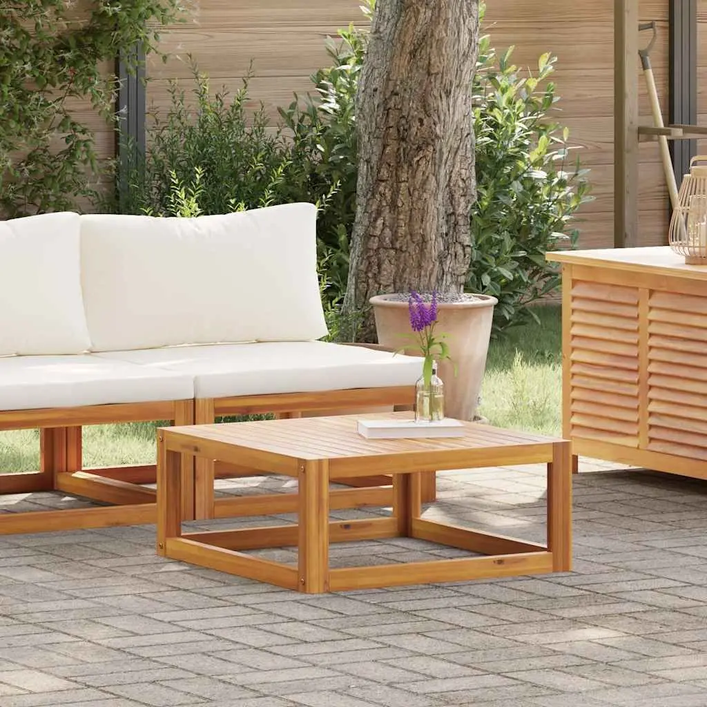 Outdoor Sectional Sofa Set 2 Piece White Acacia Wood Padded Cushions