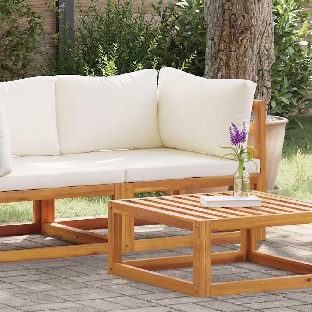 Outdoor Sectional Corner Sofa Modular Solid Acacia Wood with Cushions