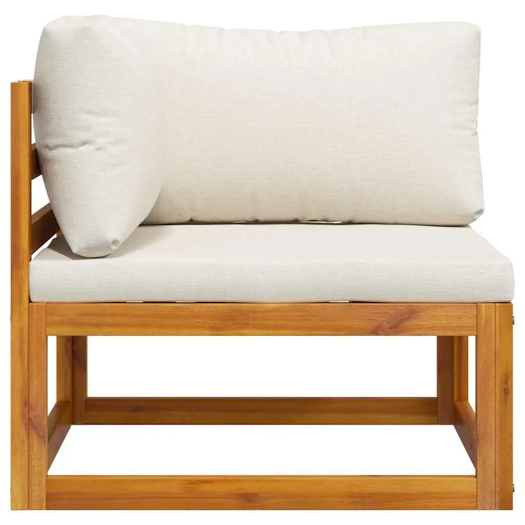 Outdoor Sectional Corner Sofa Modular Solid Acacia Wood with Cushions