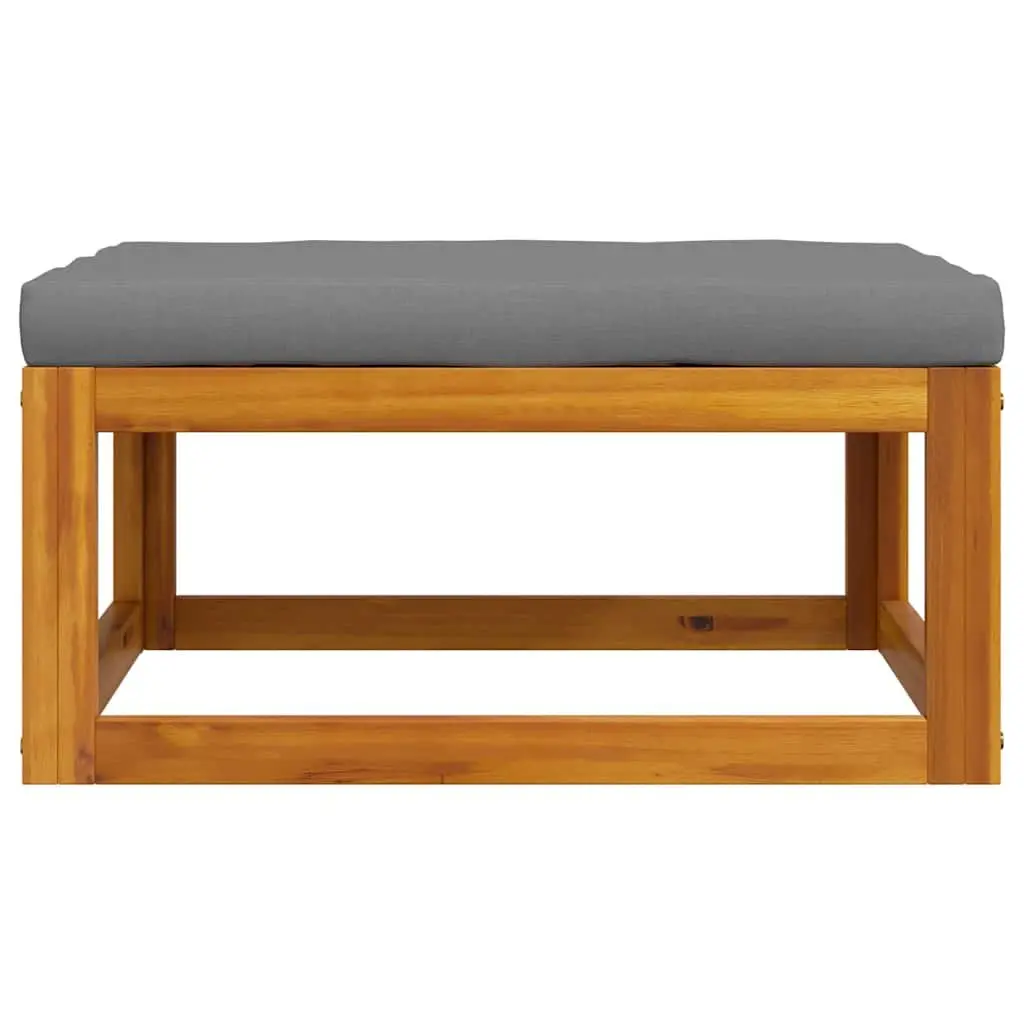 Outdoor Footrest with Padded Cushion Solid Acacia Wood Garden Lounge Seating