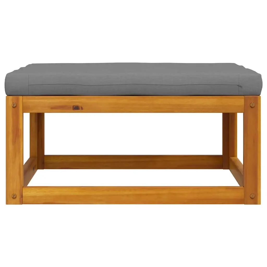 Outdoor Footrest with Padded Cushion Solid Acacia Wood Garden Lounge Seating