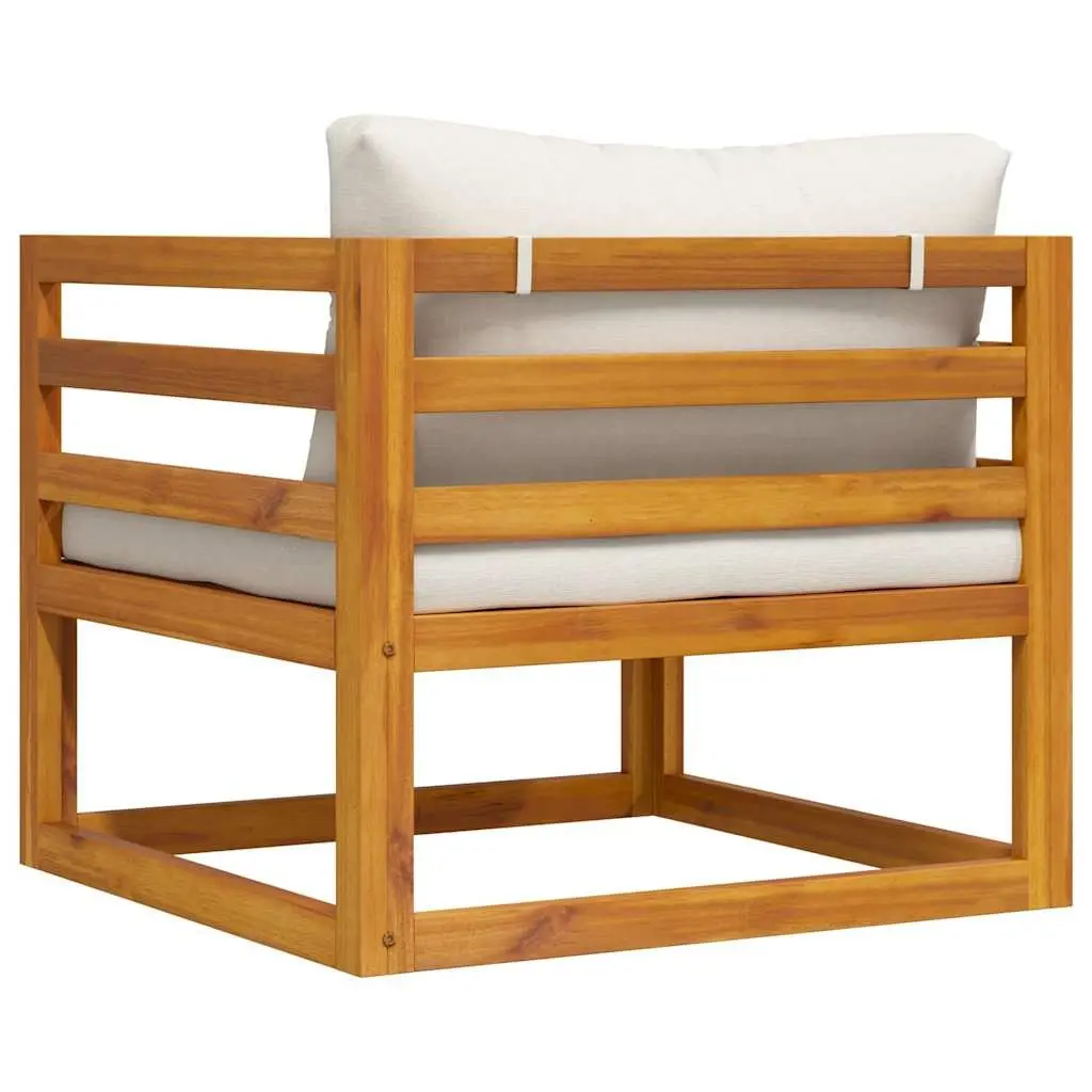 Garden Chair with Cream Cushion Solid Acacia Wood Weather Resistant for Patio Deck Balcony