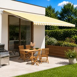 Yellow White 5x3.5m Replacement Awning Fabric for Outdoor Shade