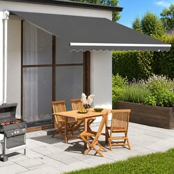 Awning Replacement Fabric Anthracite 4x3.5m Polyester Patio Sunshade Garden