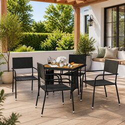 Stylish 5 Piece Black Patio Dining Set for Your Space