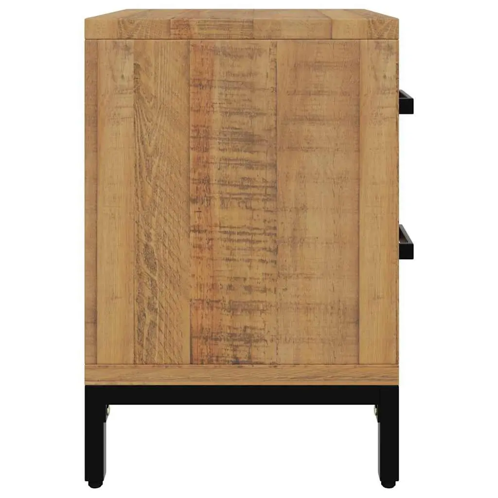 Bedside Cabinet 2 Drawers Solid Pinewood Rustic Bedroom Storage Nightstand