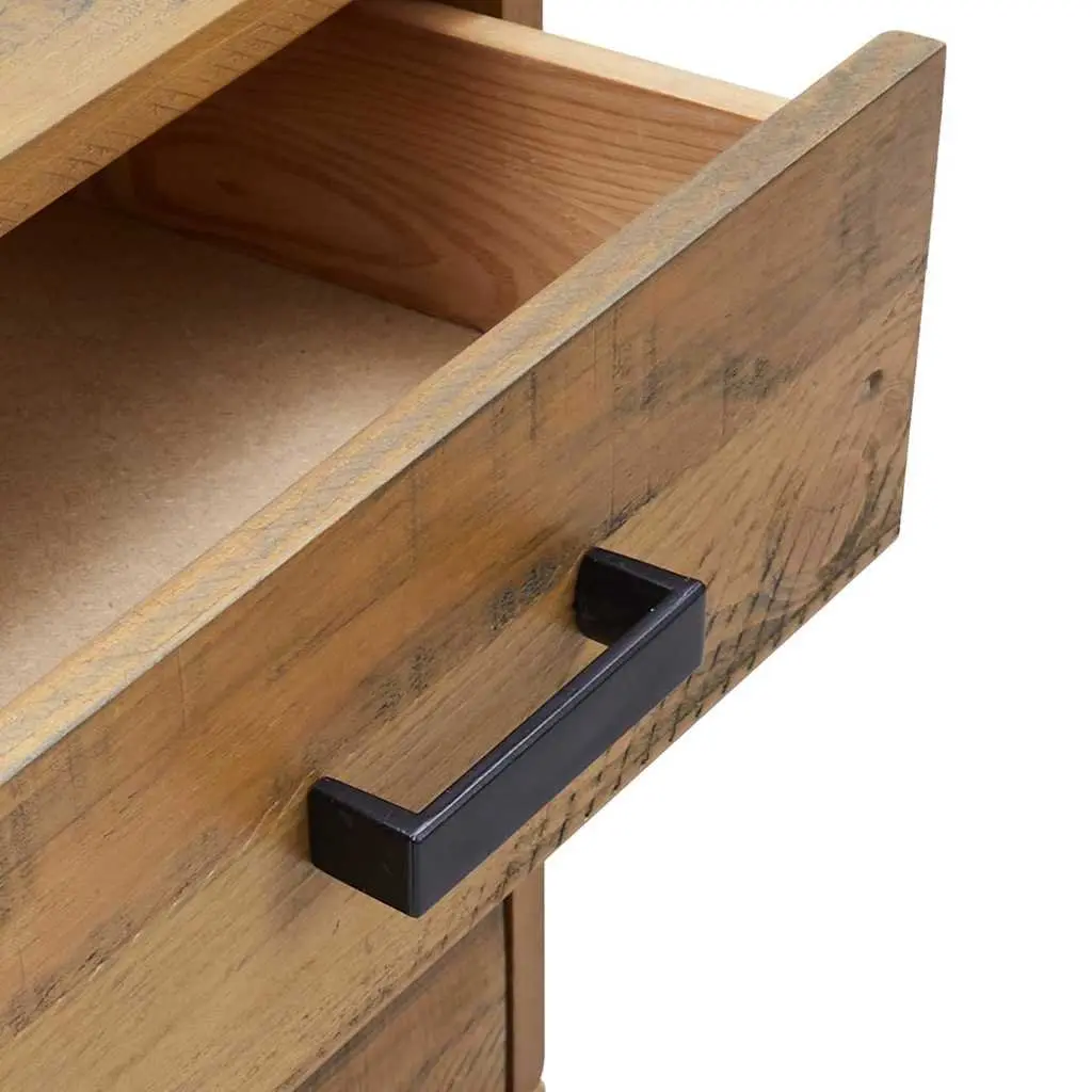 Bedside Cabinet 2 Drawers Solid Pinewood Rustic Bedroom Storage Nightstand