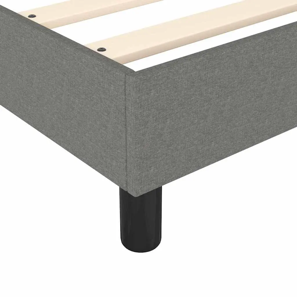 Box Spring Bed Frame Double Grey Fabric Supportive Slats