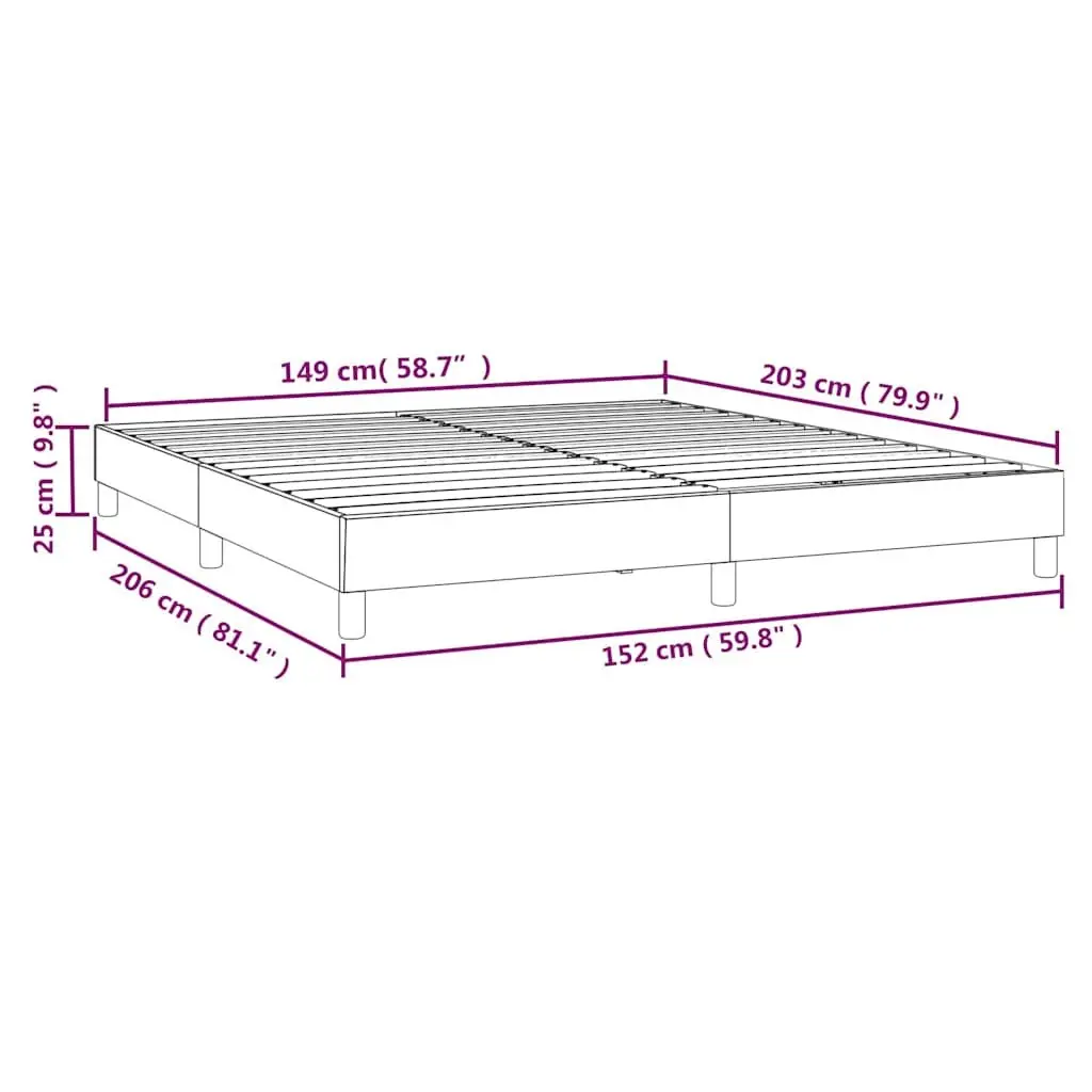 Queen Size Box Spring Bed Frame Black Fabric Sturdy Supportive Legs Plywood Slats