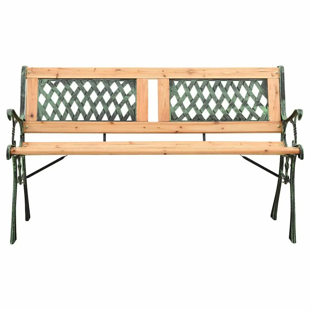 Garden Bench 122cm Solid Wood Seat Cast Iron Legs PVC Backrest Outdoor Patio Furniture