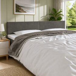 Modern Velvet Headboard with LED Lights in Dark Grey