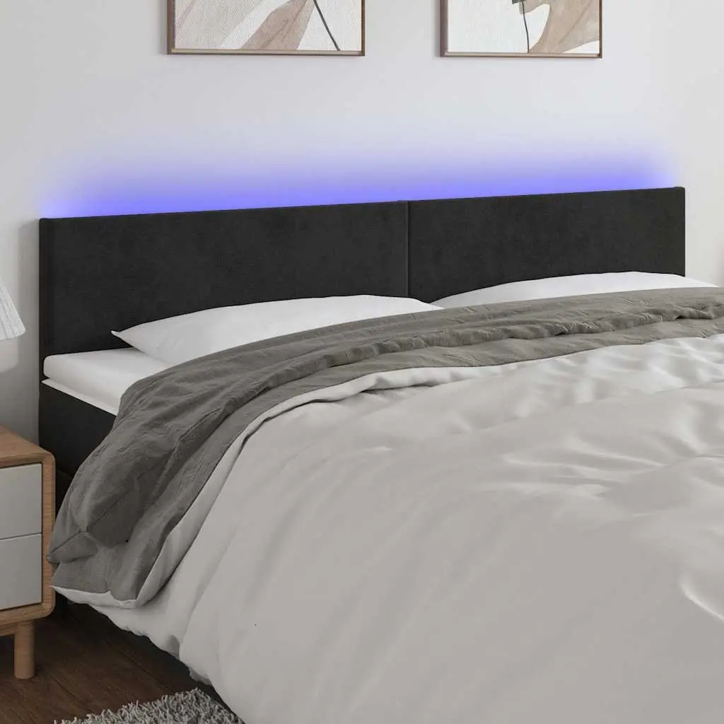 LED Headboard 200 cm Black Velvet Adjustable Height with Colourful LED Lights