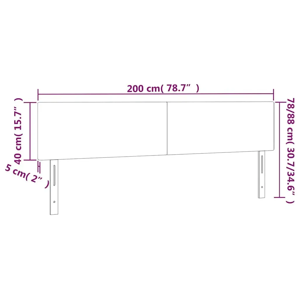LED Headboard 200 cm Black Velvet Adjustable Height with Colourful LED Lights