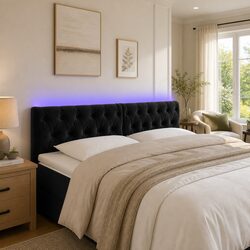 LED Headboard with Velvet Upholstery for a Modern Bedroom
