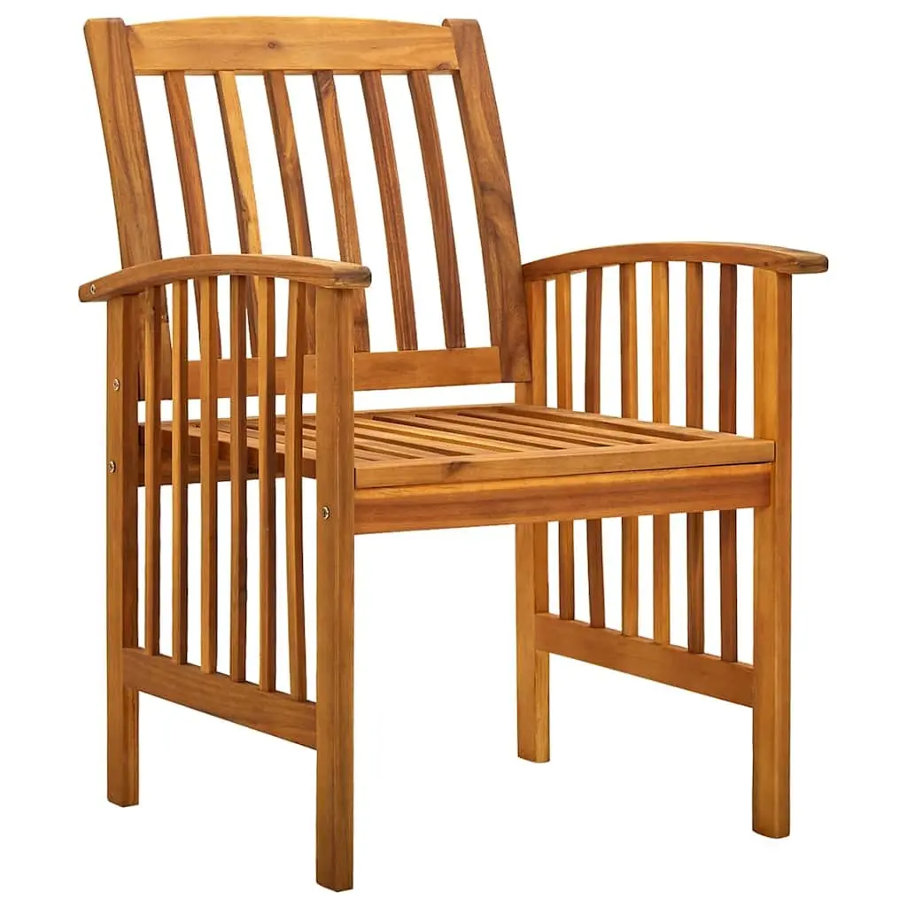 Outdoor Garden Dining Chairs Set 2 pcs with Cushions Wooden Seat Patio Furniture