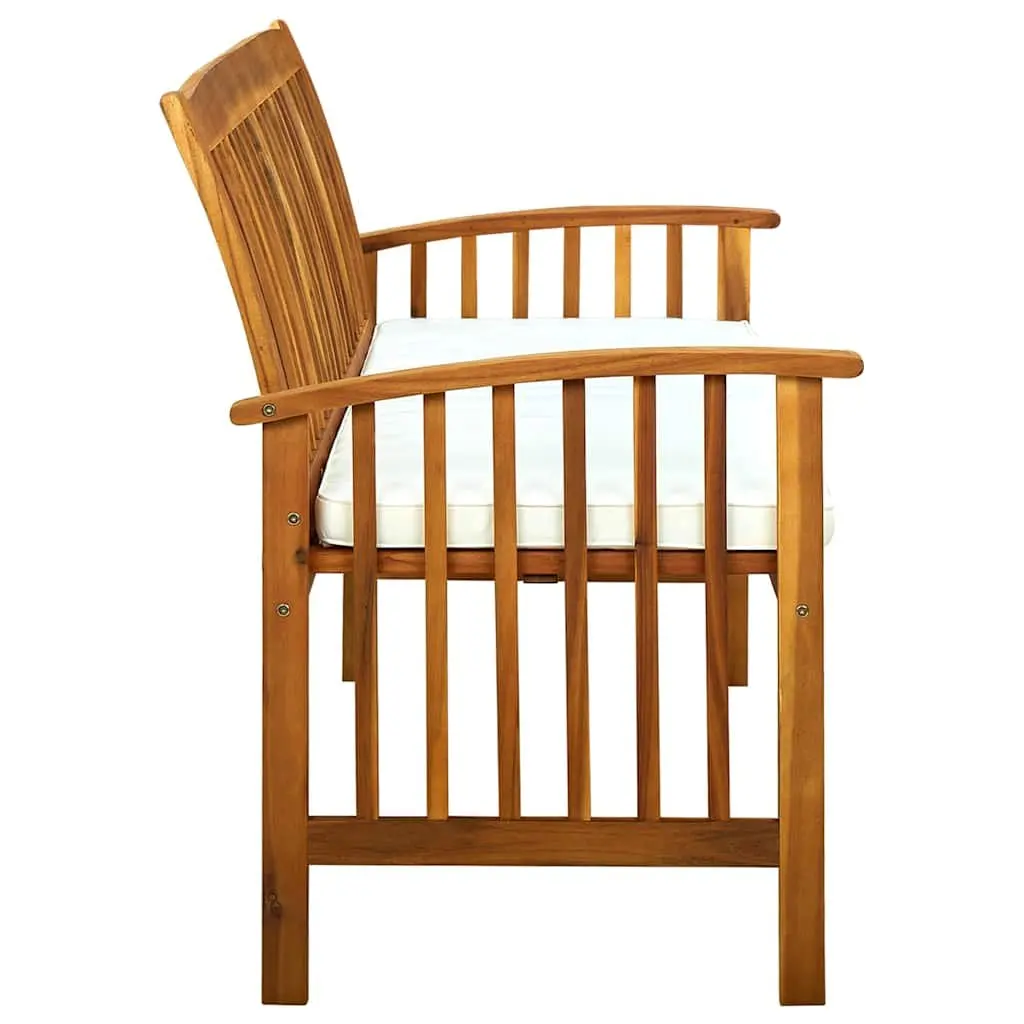 Garden Bench 147cm Solid Acacia Wood Outdoor Patio Arm Seat with Cushion