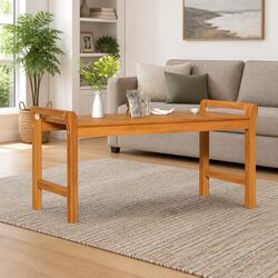 Coffee Table 100x50x50 cm Solid Acacia Wood Slatted Design Side Accent Living