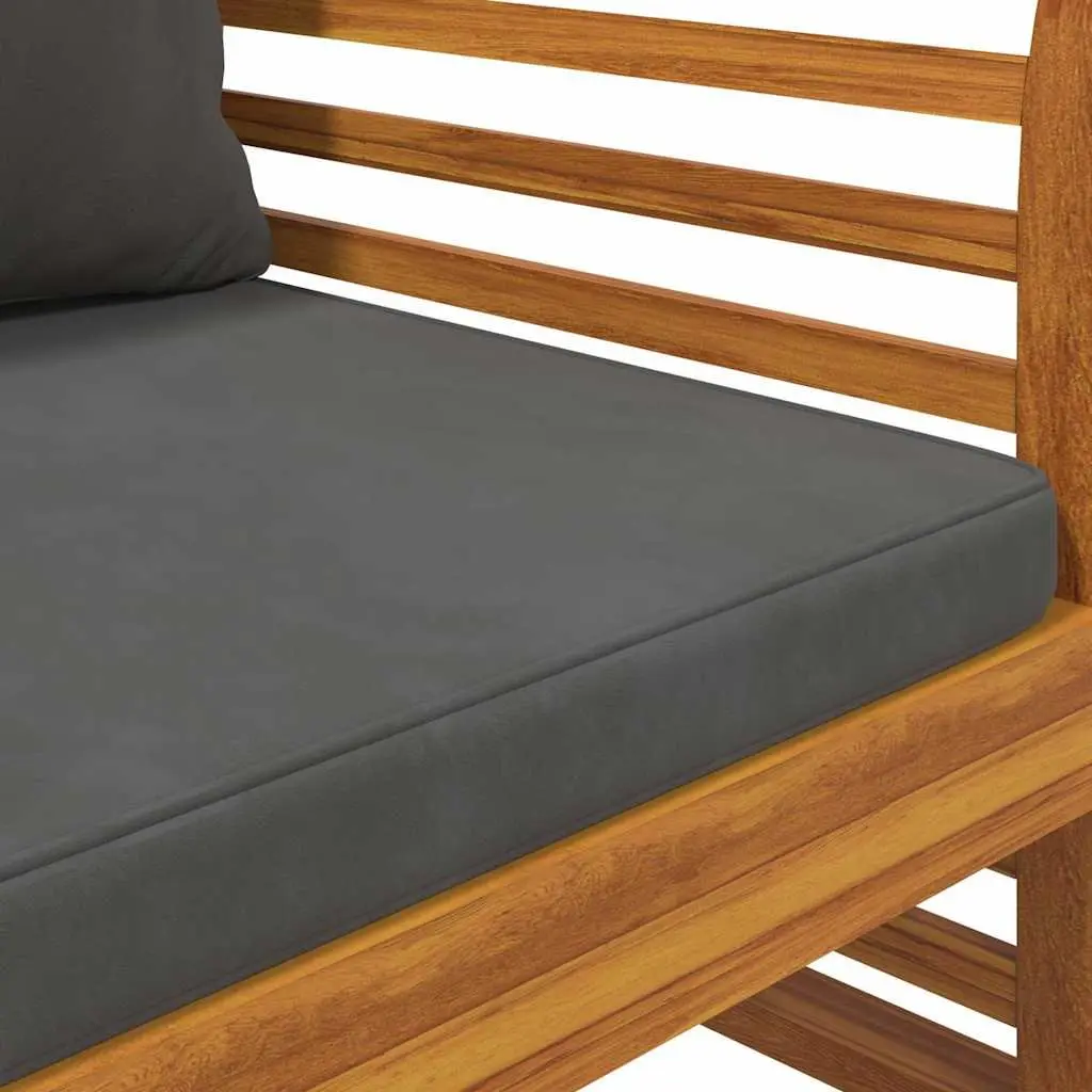 Acacia Wood Outdoor Sofa Chairs Set of 2 with Thick Grey Cushions for Patio and Garden