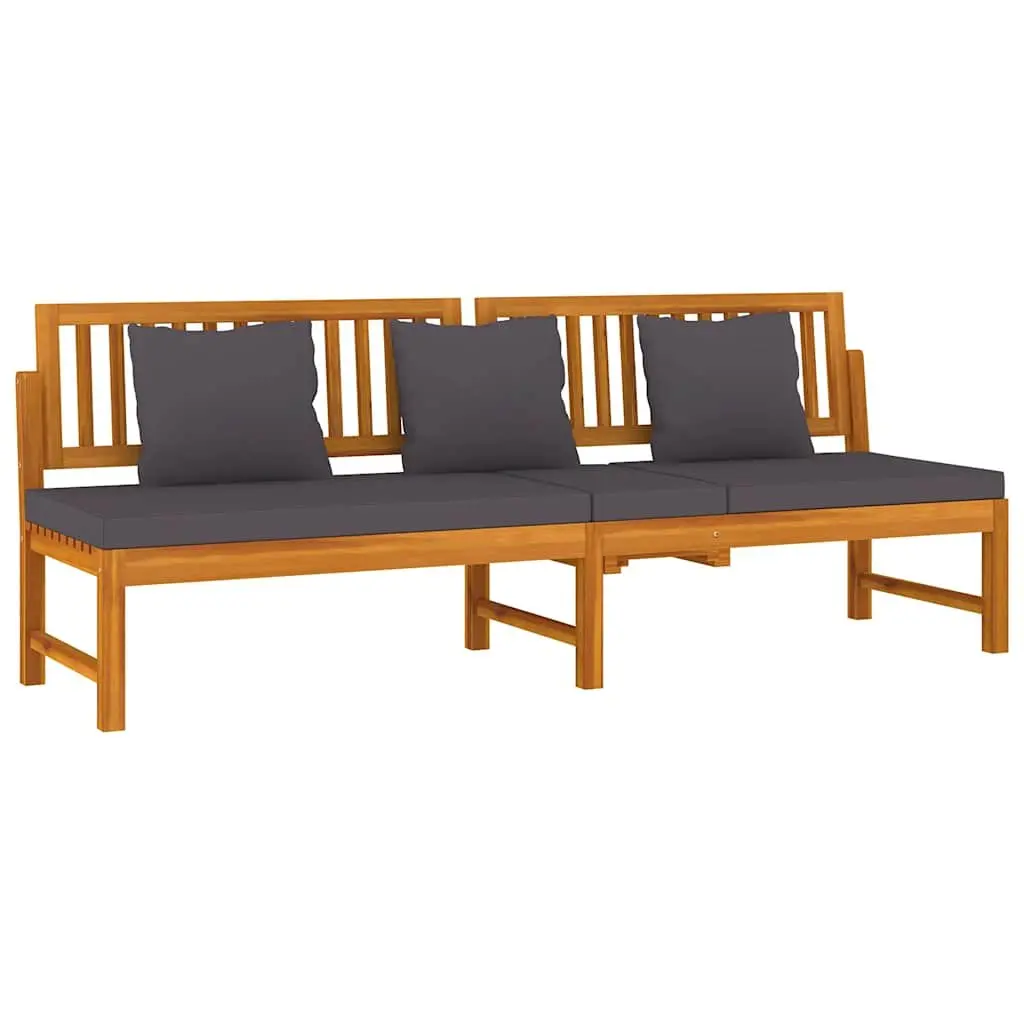 Outdoor Day Bed Wooden Bench Sofa Lounger with Grey Cushion