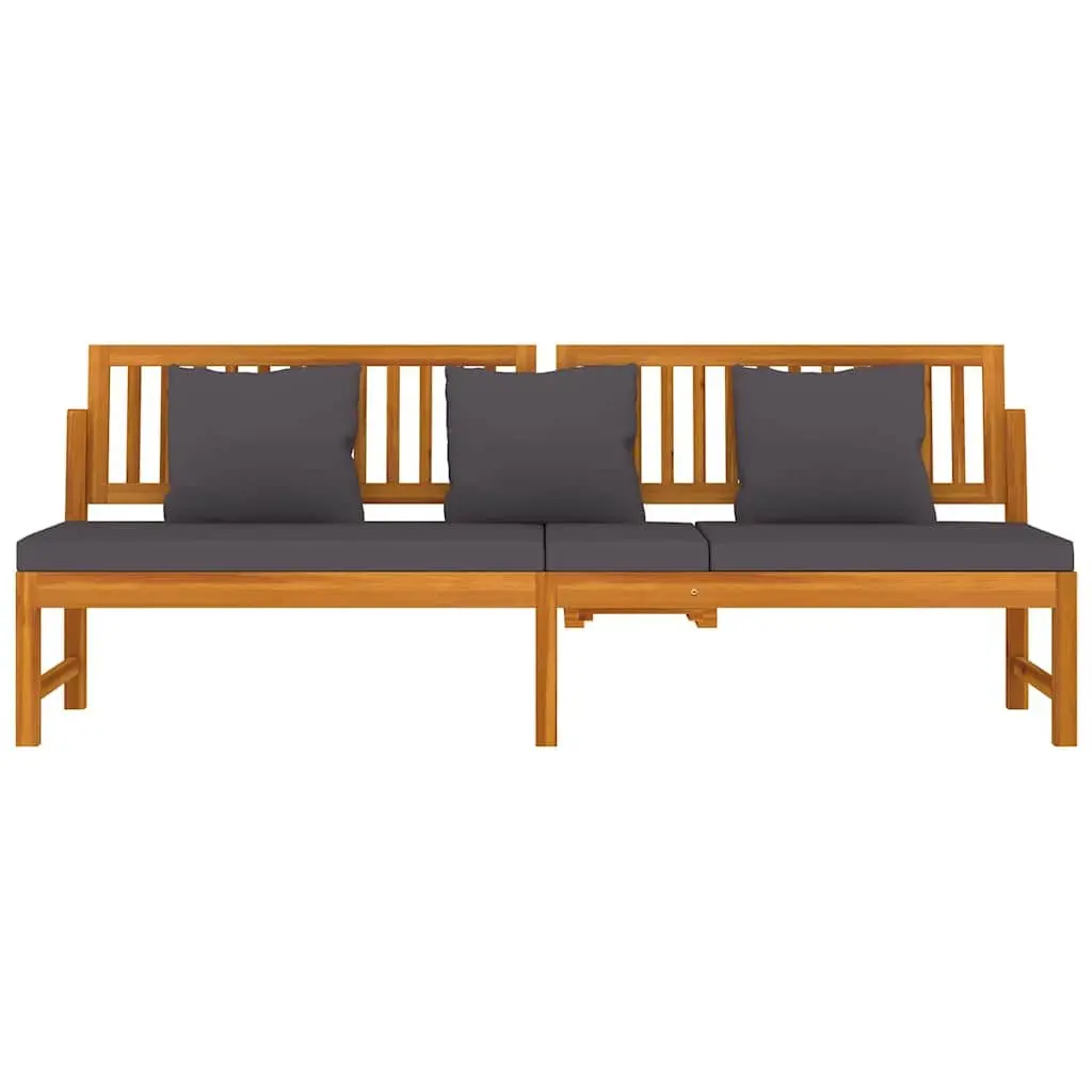 Outdoor Day Bed Wooden Bench Sofa Lounger with Grey Cushion