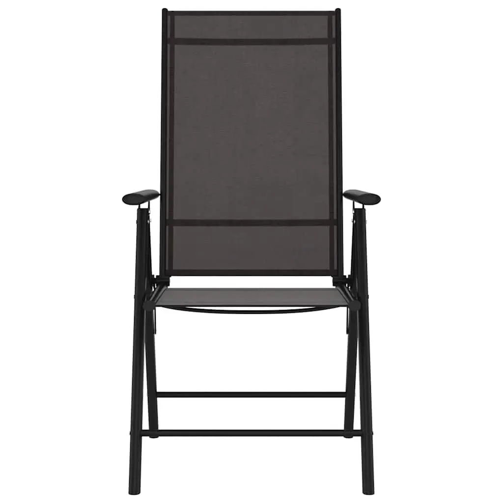 Folding Garden Chairs 6 Piece Black Lightweight Portable Reclining Textilene Backrest