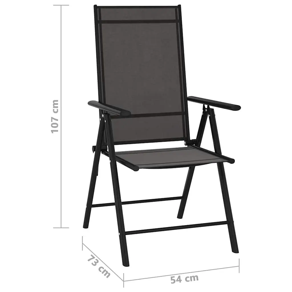 Folding Garden Chairs 6 Piece Black Lightweight Portable Reclining Textilene Backrest