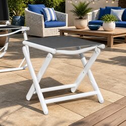 Folding Footrest Black Outdoor Foot Rest Stool Portable Garden Patio Furniture