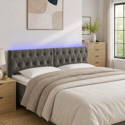 Grey Velvet LED Headboard