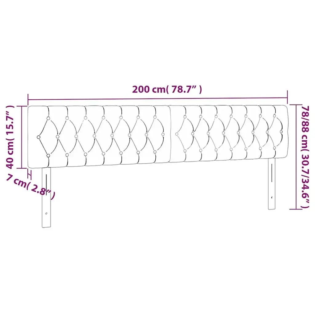LED Headboard 200 cm Grey Velvet Adjustable Height Colorful Lighting