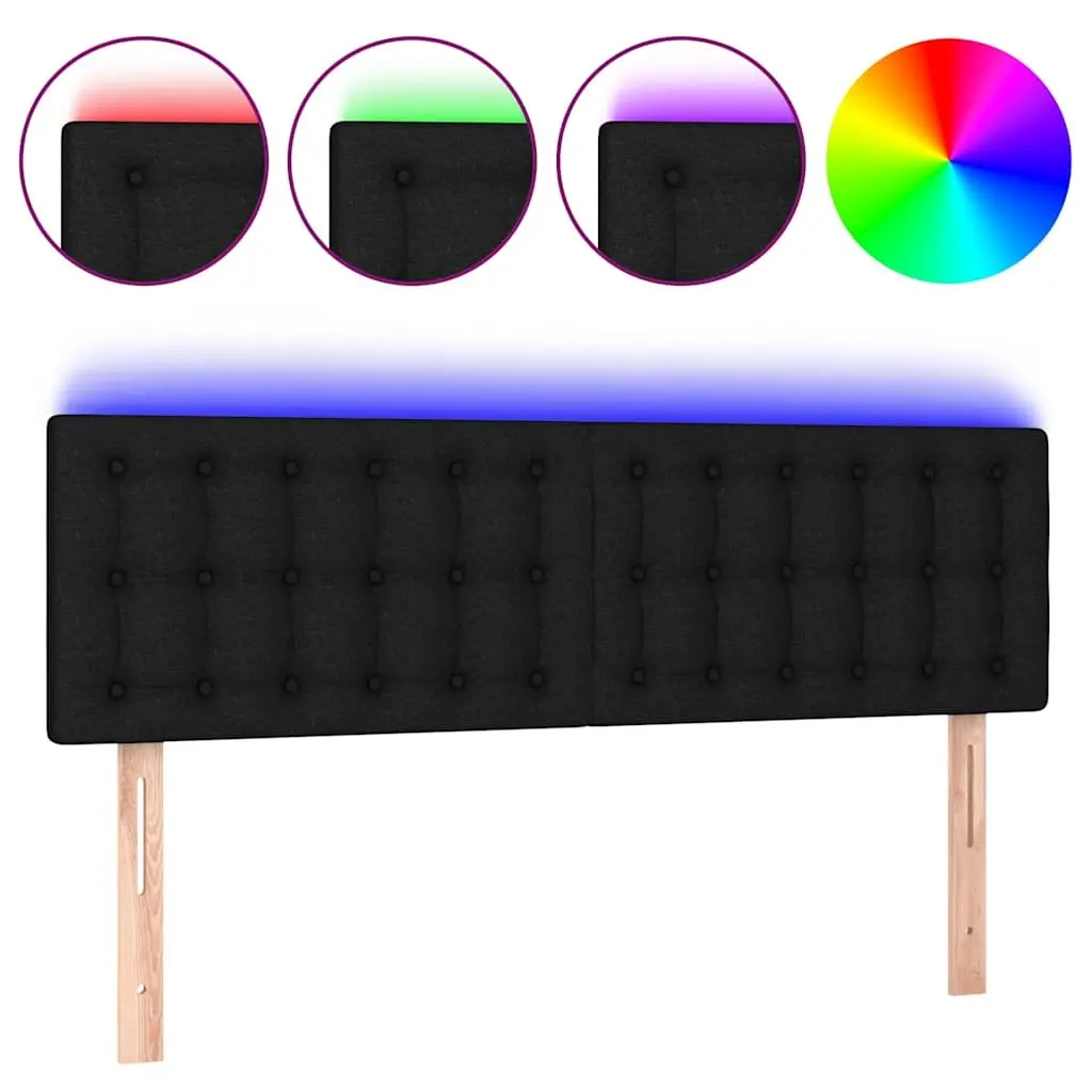LED Headboard 144 cm Black Fabric Adjustable Height Colourful LED Lights