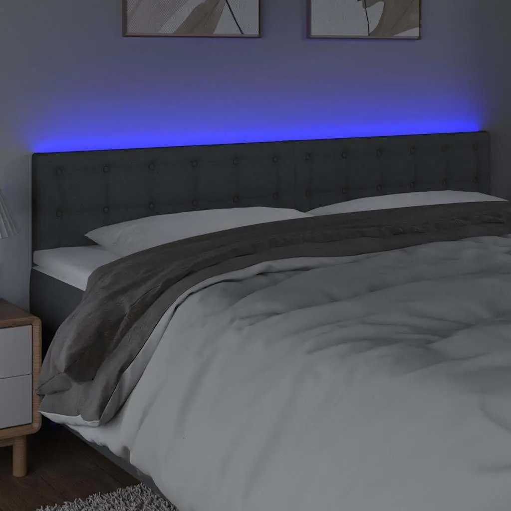 LED Headboard 160 cm Dark Grey Fabric Adjustable Height with Colorful LED Lights