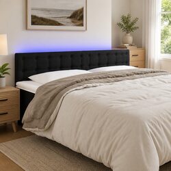 LED Headboard 160cm Black Fabric Bedroom Bed Head Light Modern Design