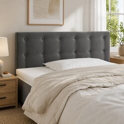 Elevate Your Space with Dark Grey Velvet LED Headboard