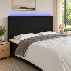 LED Headboard 160cm Black Fabric Bed Head with Adjustable Height Colourful