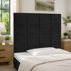 LED Headboard 100cm Black Velvet Adjustable Height Bed Back Support