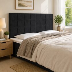 LED Headboard 200 cm Black Velvet Bed Frame Backrest Modern Bedroom Furniture