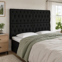 LED Headboard 160 cm Black Fabric Bedroom Adjustable Height Back Support