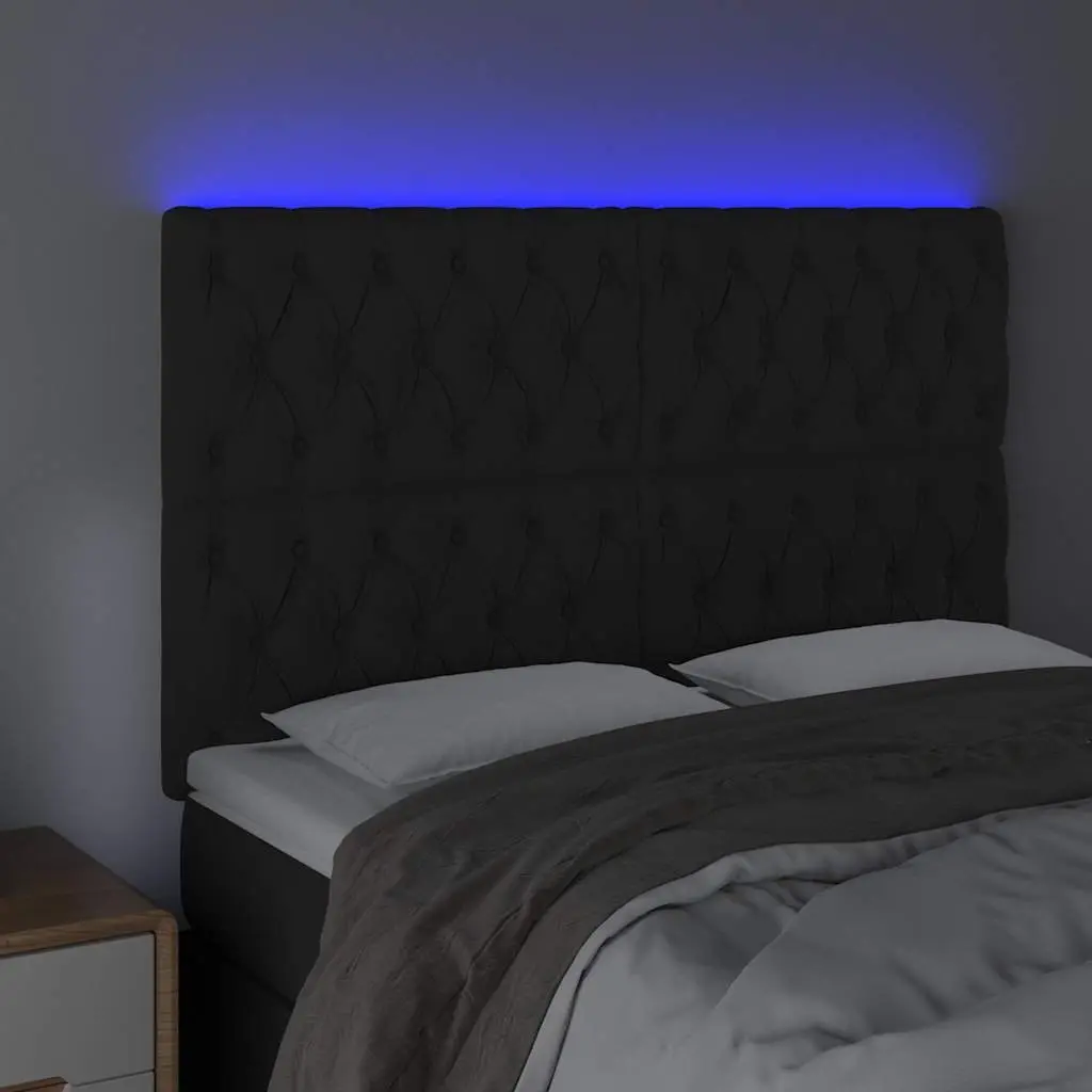 LED Headboard 144cm Black Velvet Modern Bedroom Backrest Support with Colourful LED Lighting