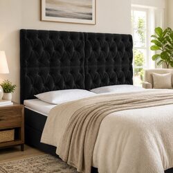 LED Headboard Black 160 cm Velvet Bed Back Panel Modern Bedroom Furniture