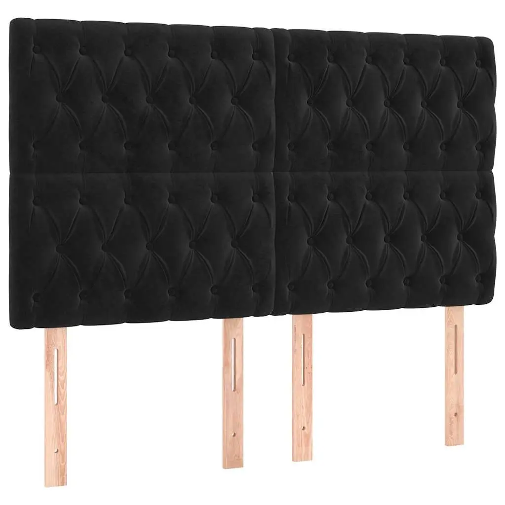LED Headboard 160 cm Black Velvet Adjustable Height with Colourful LED Lights