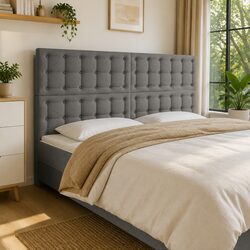 LED Headboard 160cm Dark Grey Fabric Adjustable Height Bedroom Backrest