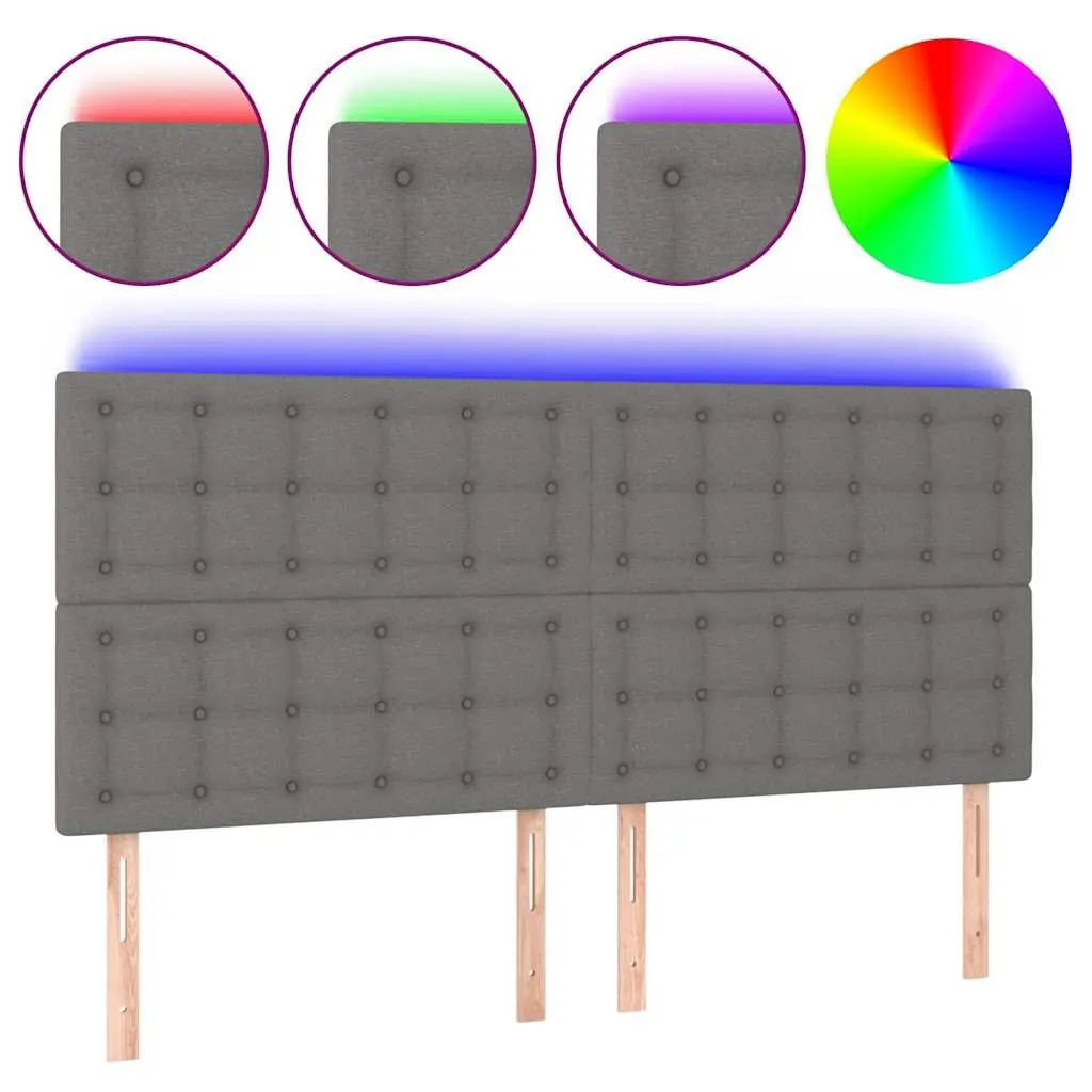 LED Headboard 160cm Dark Grey Fabric Adjustable Height with Colourful LED Lights