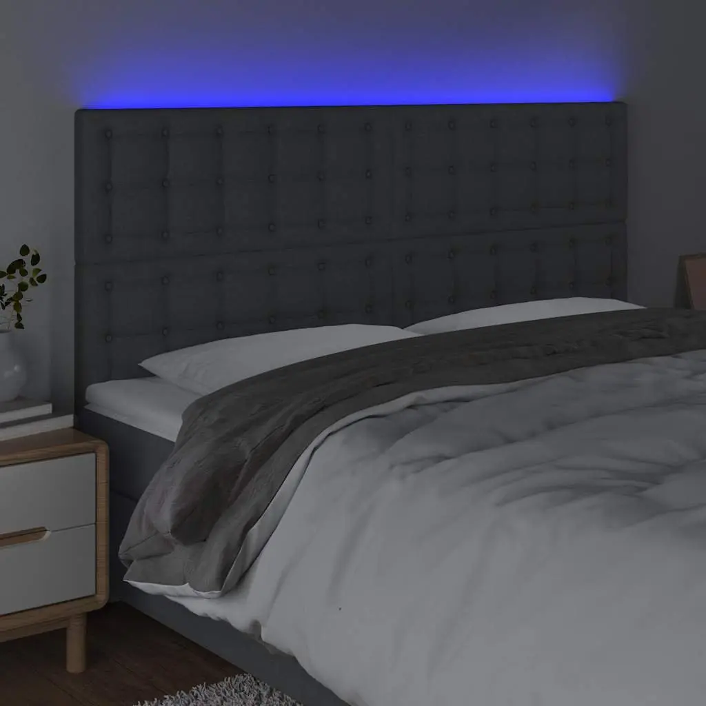 LED Headboard 160cm Dark Grey Fabric Adjustable Height with Colourful LED Lights