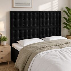 Adjustable Height LED Headboard 144cm in Black Velvet