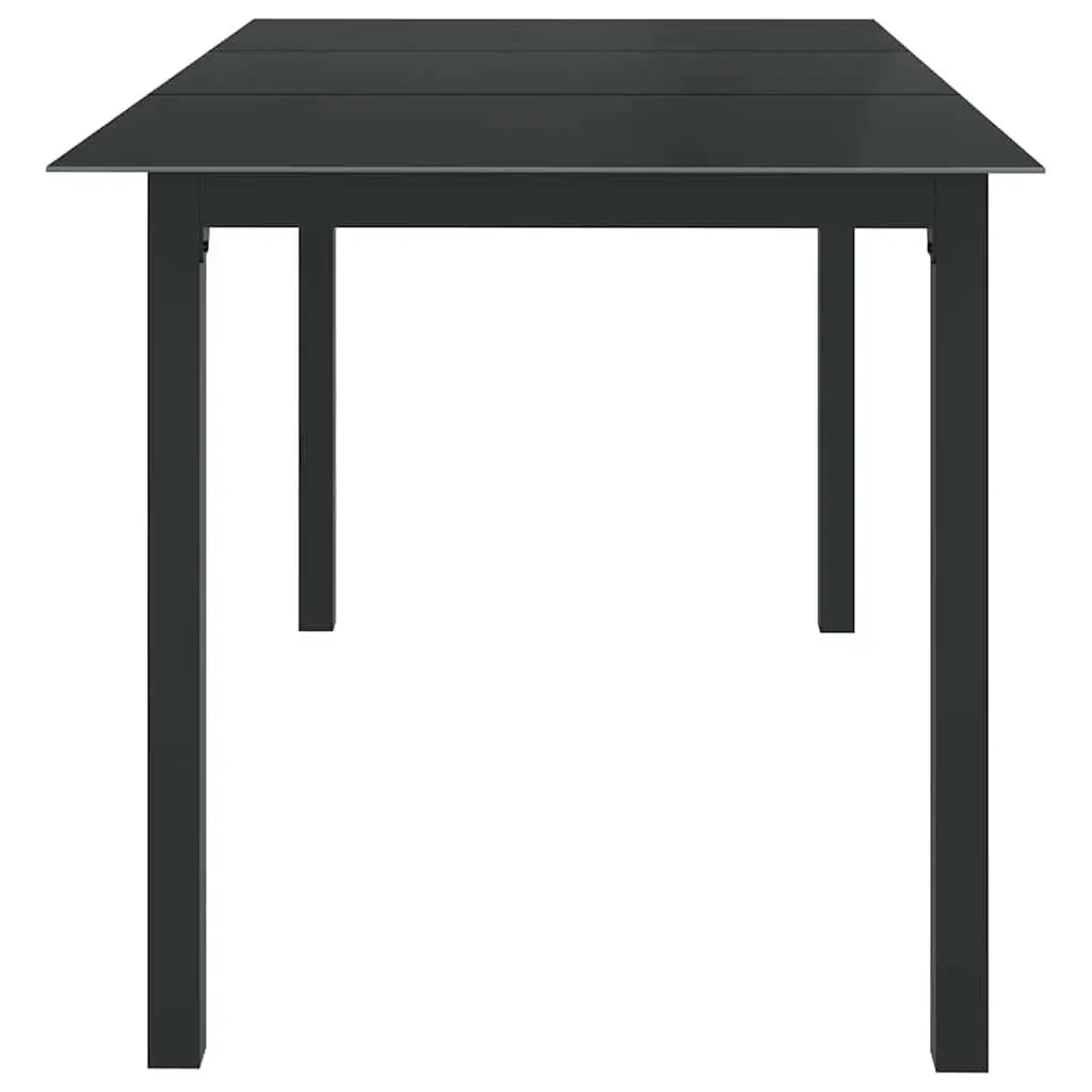 Garden Dining Table 150x90cm Black Aluminium Frame Glass Outdoor